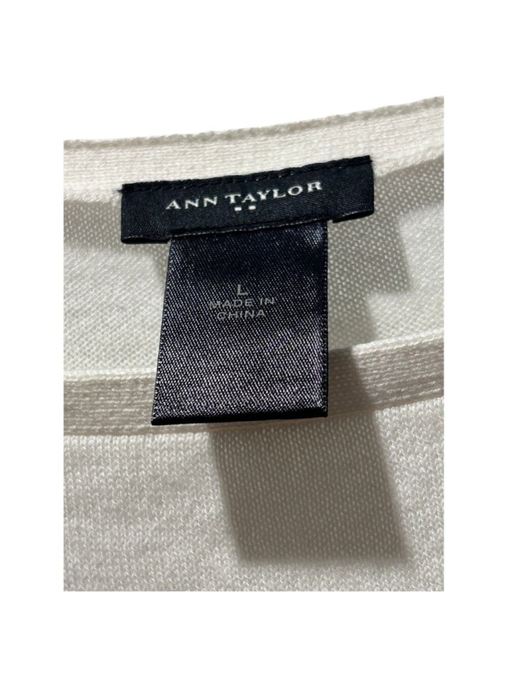 Ann Taylor Cream Layered Knit Chiffon Hem Tunic Top Large - Picture 5 of 6